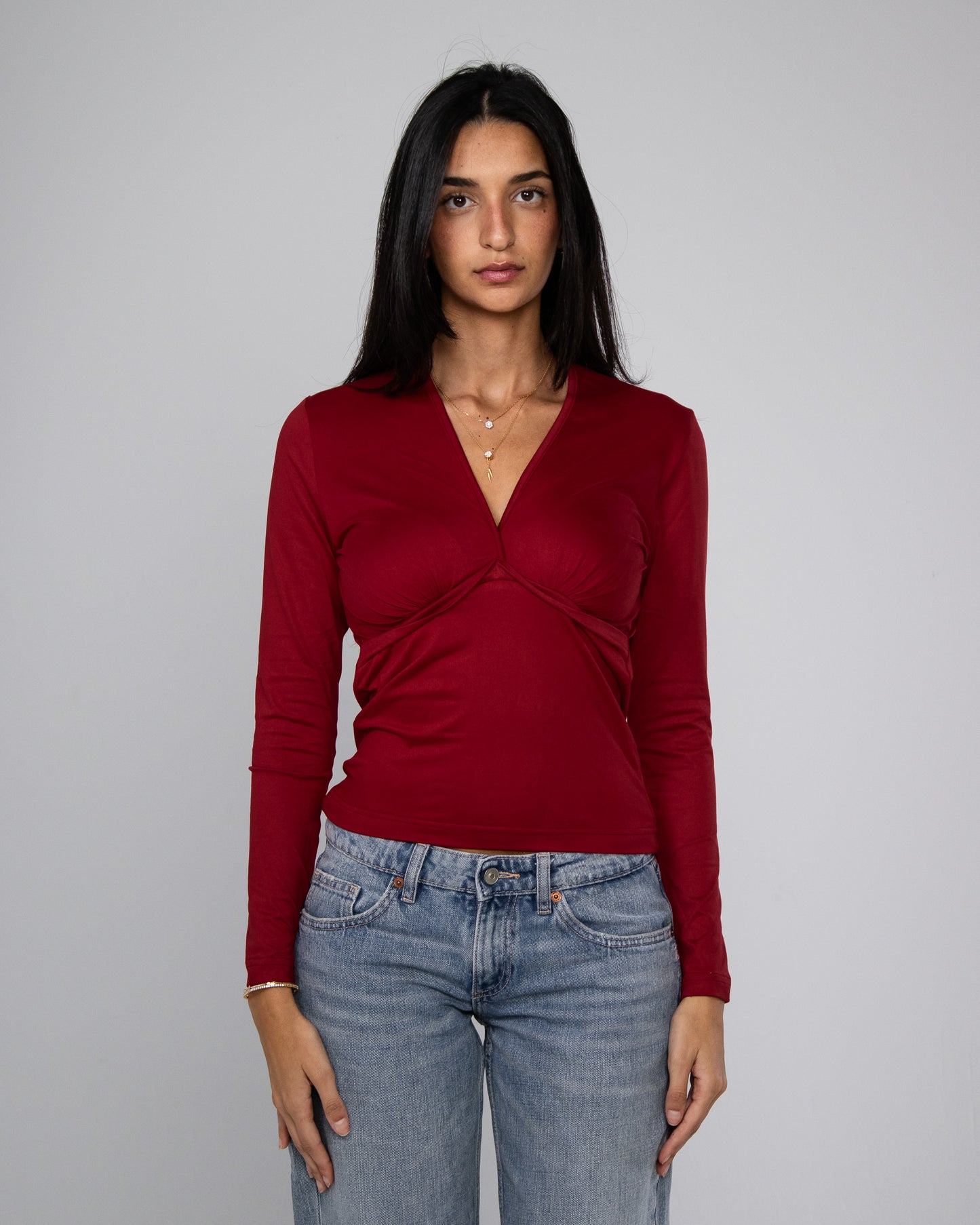 Long Sleeve V- Neck Top