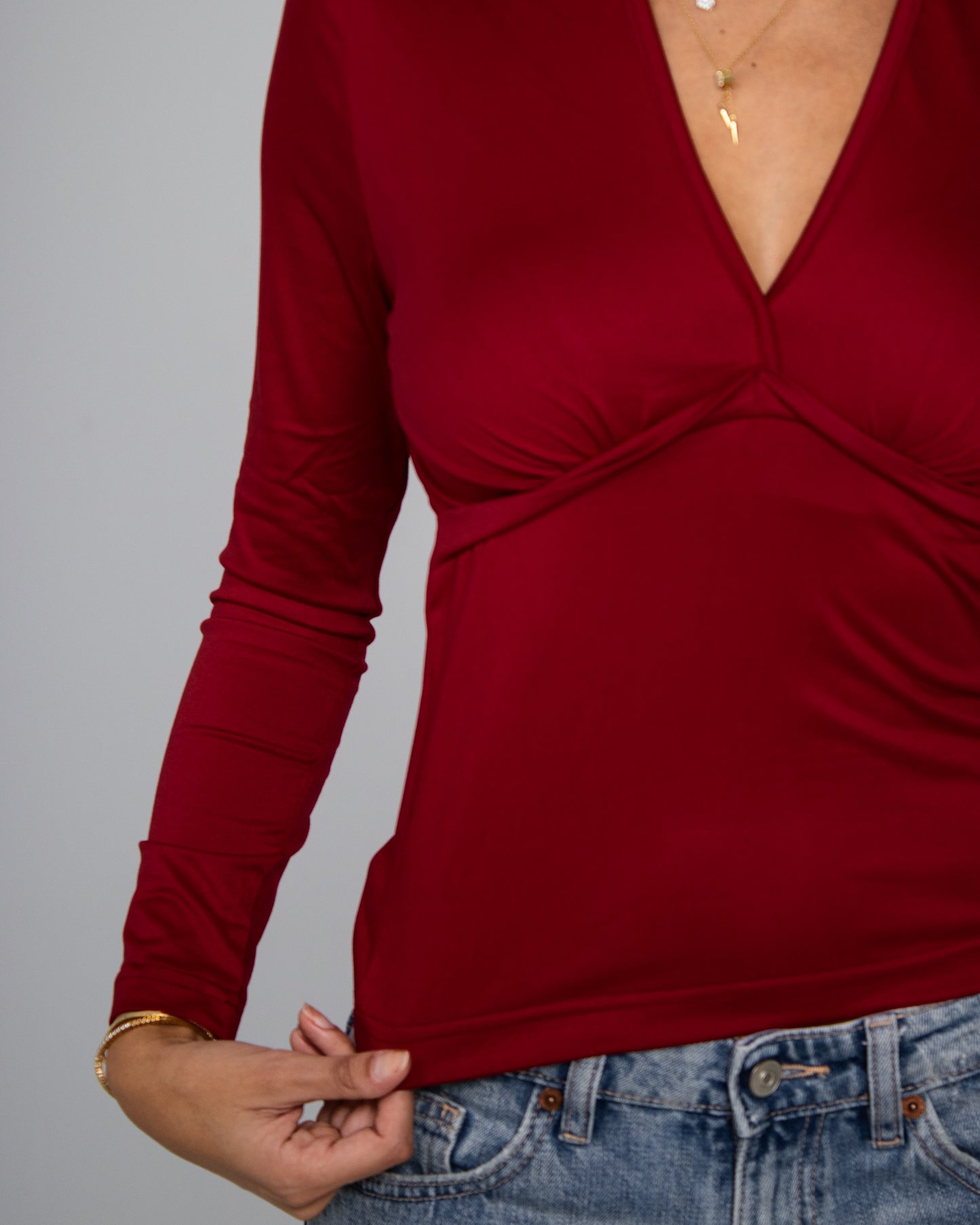 Long Sleeve V- Neck Top